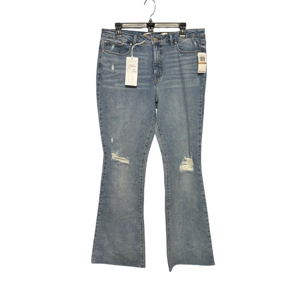 Seven7 Felicity High Rise Slim Flare Jeans Women's 12 Light Wash Stretch Denim